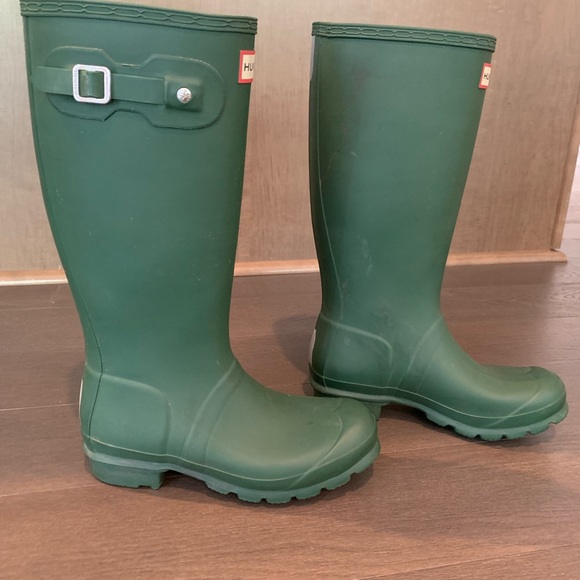 Hunter Original Tall Matte Green Rain Boots US 5 - Picture 2 of 8